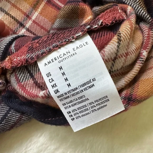 American Eagle Outfitters Plaid Button Down Shirt - Red and Black - Picture 5 of 6